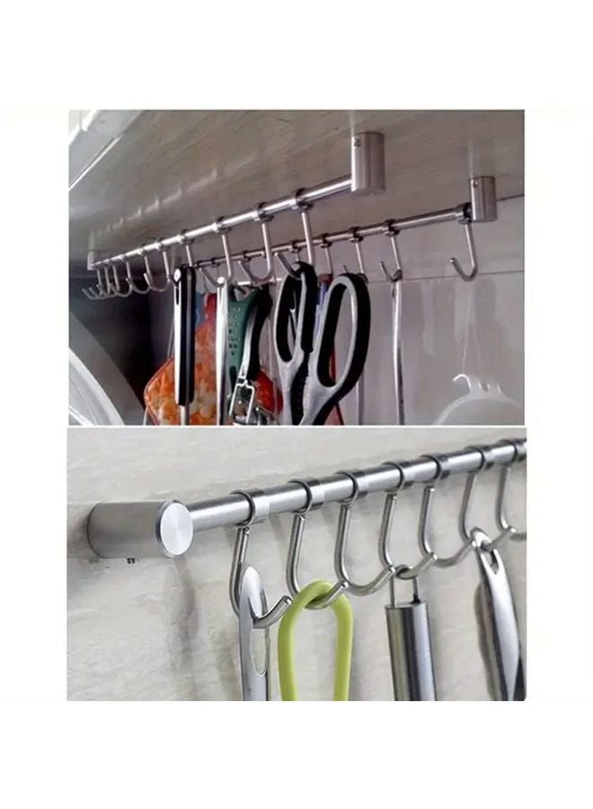JX3927 2 Pack Stainless Steel Wall Mounted Kitchen Utensil Rack With 14 Hooks - Image 4